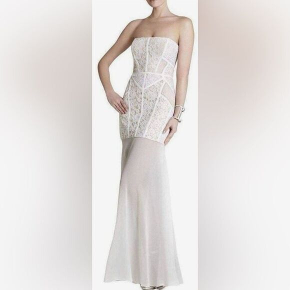 Bcbg Maxazria Elegant White Strapless Lace Dress, US2 - Picture 1 of 14